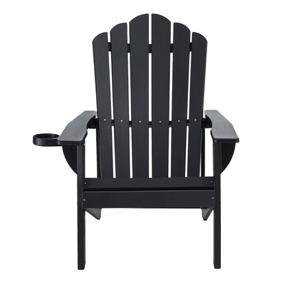 Gardeon Outdoor Chairs HDPE Adirondack Beach Chair Sun Lounge Patio Furniture Garden Black