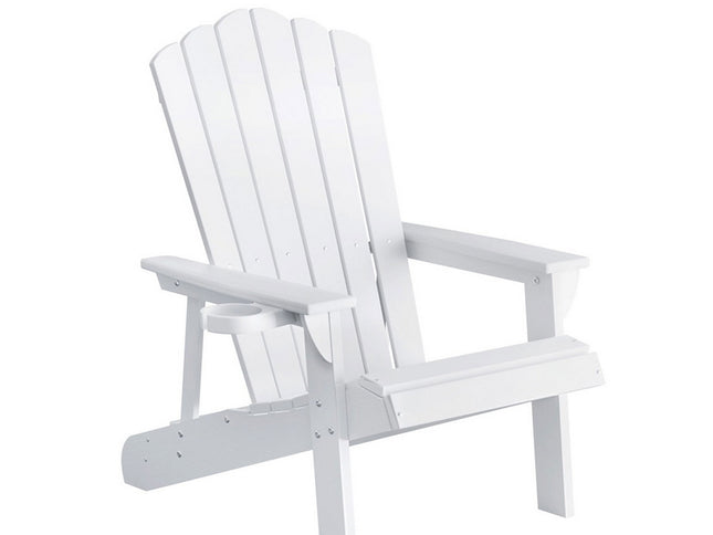 Gardeon Outdoor Chairs HDPE Adirondack Beach Chair Sun Lounge Patio Furniture Garden white