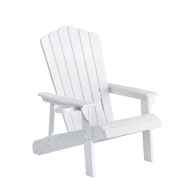 Gardeon Outdoor Chairs HDPE Adirondack Beach Chair Sun Lounge Patio Furniture Garden white