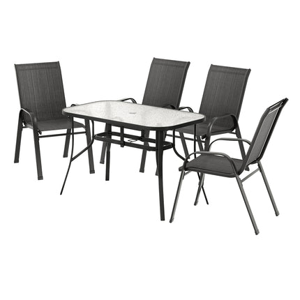 Gardeon 5PC Outdoor Dining Set Table and Chairs Patio Furniture Bistro Set Garden Black