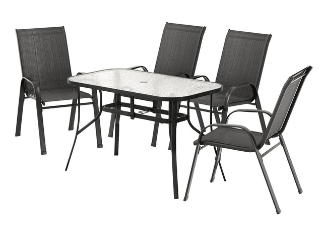 Gardeon 5PC Outdoor Dining Set Table and Chairs Patio Furniture Bistro Set Garden Black