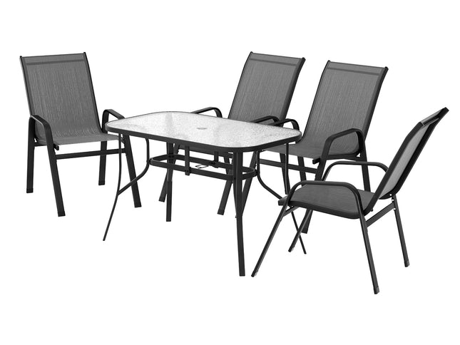 Gardeon 5PC Outdoor Dining Set Table and Chairs Patio Furniture Bistro Set Garden Grey