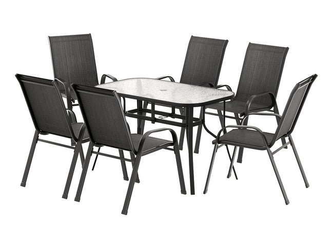Gardeon 7PC Outdoor Dining Set Table and Chairs Patio Furniture Garden Bistro Set Black