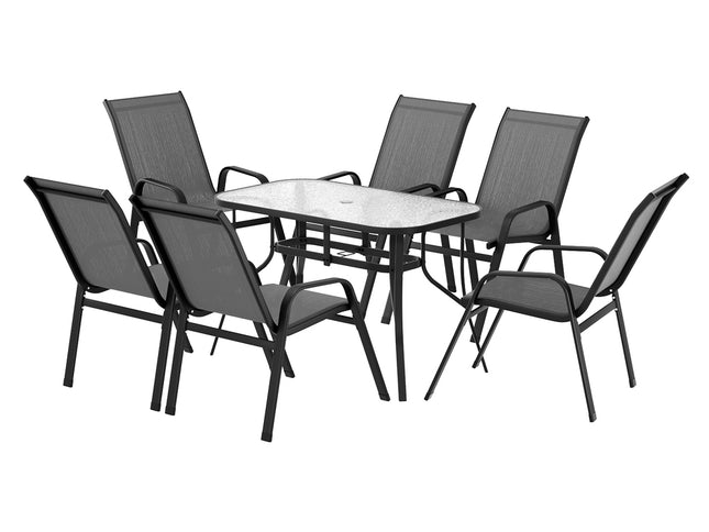 Gardeon 7PC Outdoor Dining Set Table and Chairs Patio Furniture Garden Bistro Set Grey