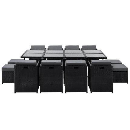Gardeon Outdoor Dining Set 13 Piece Wicker Table Chairs Setting Black