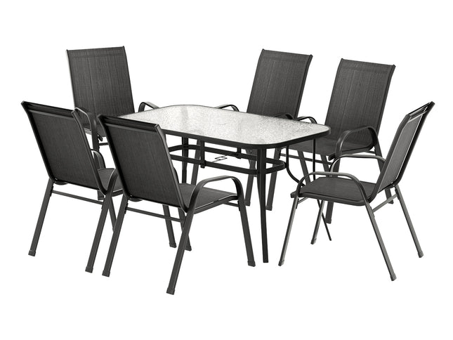 Gardeon 7PC Outdoor Dining Set Table and Chairs Patio Furniture Bistro Set Garden Black
