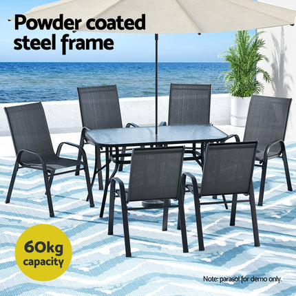 Gardeon 7PC Outdoor Dining Set Table and Chairs Patio Furniture Bistro Set Garden Black