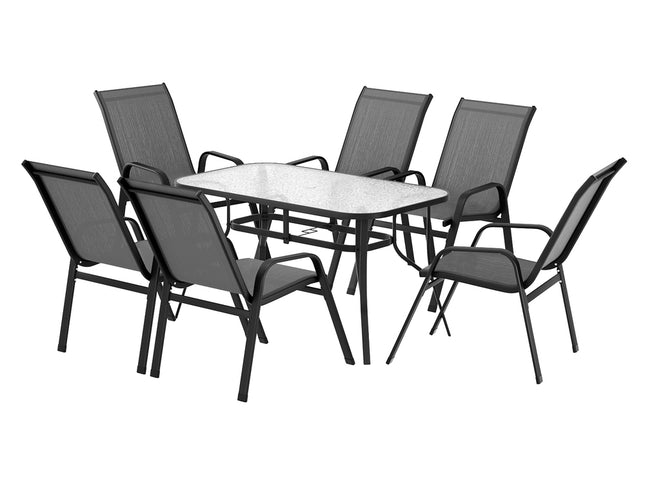 Gardeon 7PC Outdoor Dining Set Table and Chairs Patio Furniture Bistro Set Garden Grey