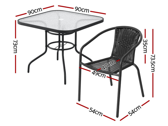 Gardeon Outdoor Dining Set 5 Piece Steel Stackable Chairs Table Patio Furniture