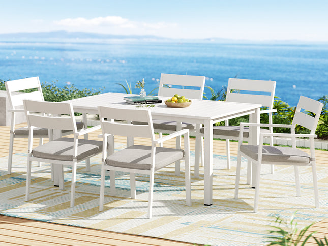 Gardeon Outdoor Dining Set 7 Piece Aluminum Table Chairs Setting White