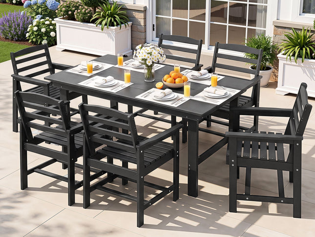 Gardeon 7 Piece Outdoor Dining Set Patio HDPE Table and Chairs Garden Furniture