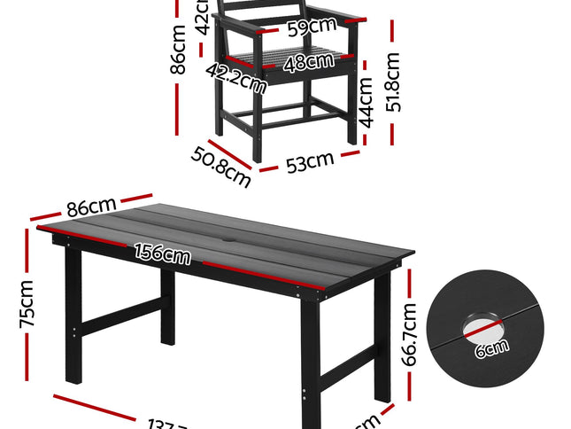 Gardeon 7 Piece Outdoor Dining Set Patio HDPE Table and Chairs Garden Furniture