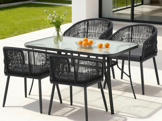 Gardeon 5PC Outdoor Dining Set Table and Chairs Garden Patio Furniture Bistro Set Black