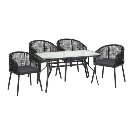 Gardeon 5PC Outdoor Dining Set Table and Chairs Garden Patio Furniture Bistro Set Black
