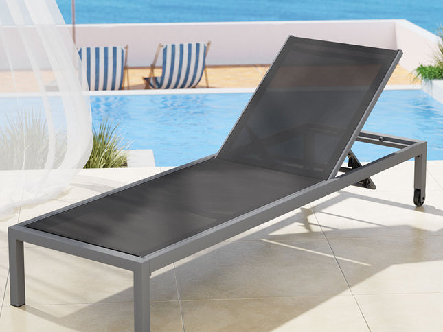 Gardeon Sun Lounge Outdoor Lounger Aluminium Folding Beach Chair Wheels Patio
