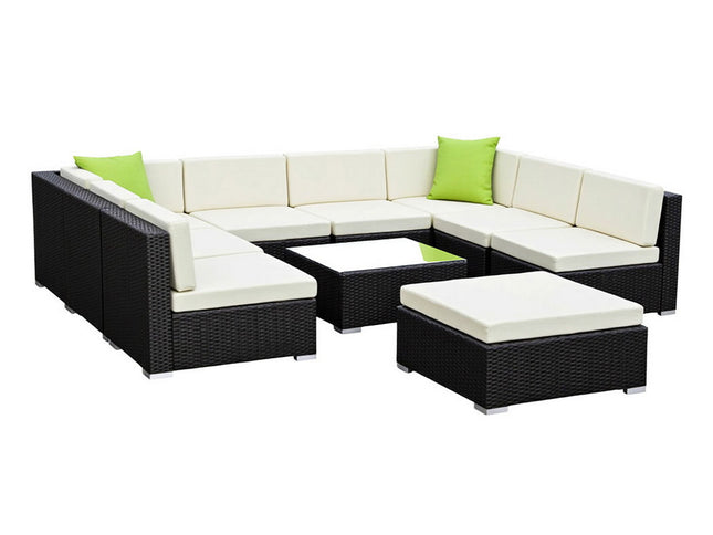 Gardeon 10-Piece Outdoor Sofa Set Wicker Couch Lounge Setting Cover