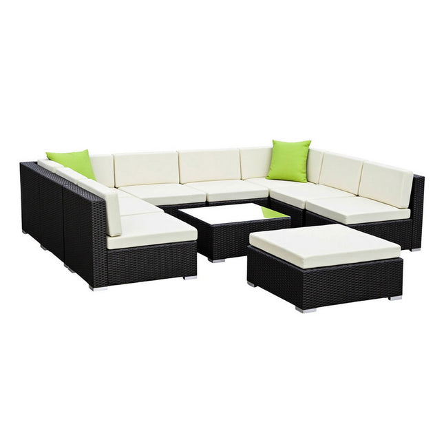 Gardeon 10-Piece Outdoor Sofa Set Wicker Couch Lounge Setting Cover