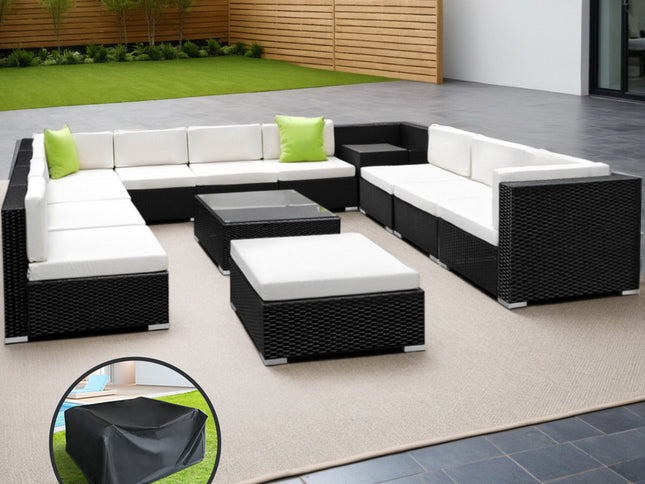 Gardeon 13-Piece Outdoor Sofa Set Wicker Couch Lounge Setting Cover