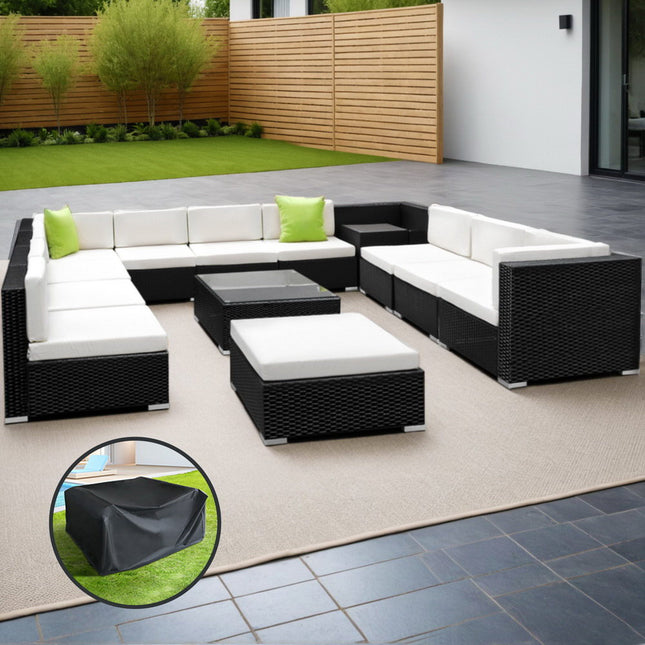 Gardeon 13-Piece Outdoor Sofa Set Wicker Couch Lounge Setting Cover