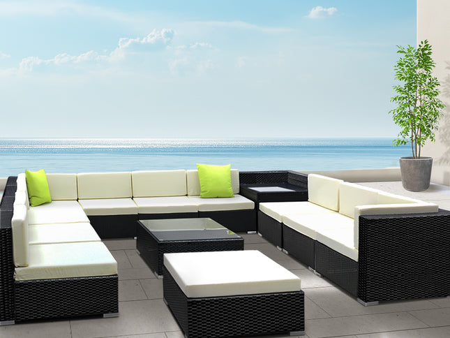 Gardeon 13-Piece Outdoor Sofa Set Wicker Couch Lounge Setting 11 Seater
