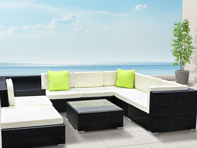 Gardeon 9-Piece Outdoor Sofa Set Wicker Couch Lounge Setting 7 Seater