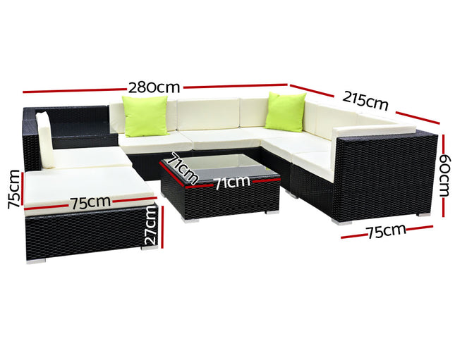 Gardeon 9-Piece Outdoor Sofa Set Wicker Couch Lounge Setting 7 Seater