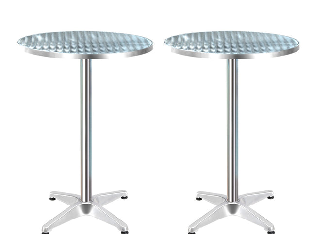 Gardeon Set of 2 Outdoor Bar Table Aluminium Round 70/110CM