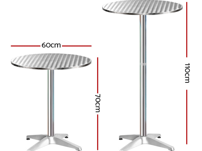 Gardeon Set of 4 Outdoor Bar Table Aluminium Round 70/110CM