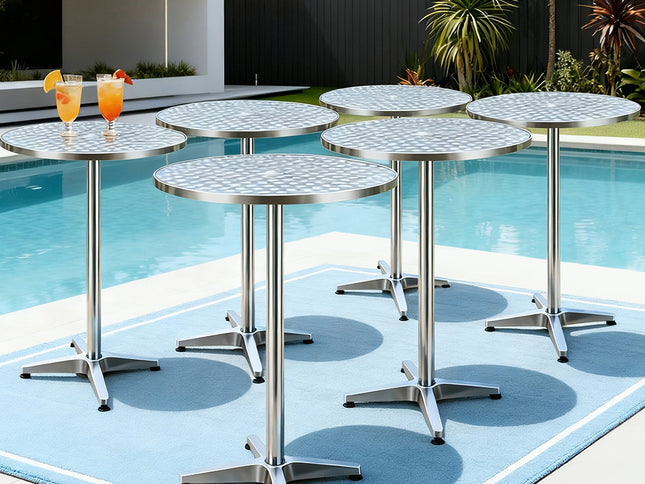 Gardeon Set of 6 Outdoor Bar Table Aluminium Round 70/110CM