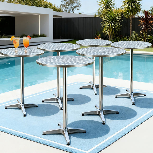 Gardeon Set of 6 Outdoor Bar Table Aluminium Round 70/110CM