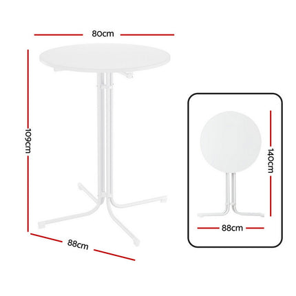 Gardeon Outdoor Bar Table Round Folding Desk Top 109cm Patio Furniture White
