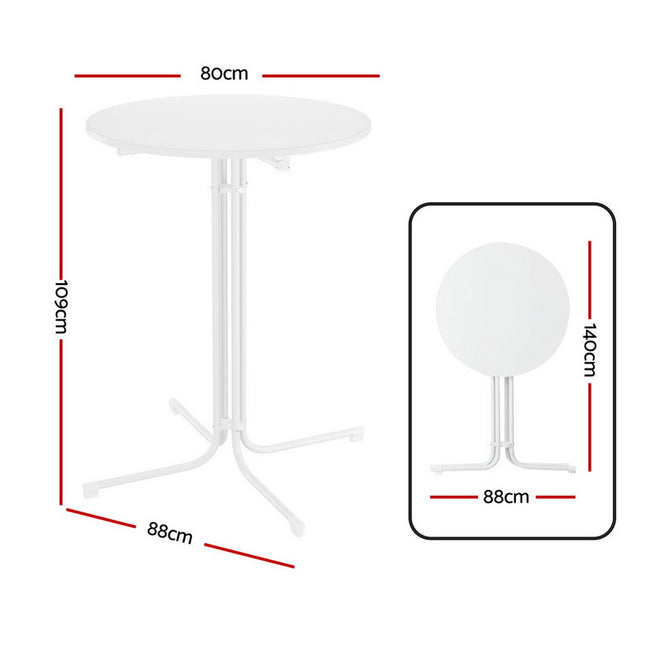 Gardeon Outdoor Bar Table Round Folding Desk Top 109cm Patio Furniture White