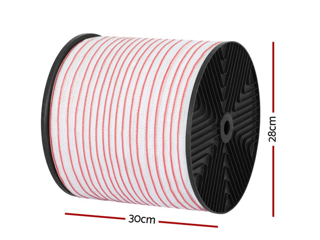 Giantz Electric Fence Tape Polytape 400M Electric Fence Wire Red White