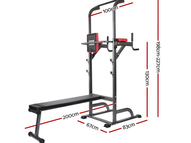 Everfit Weight Bench Chin Up Bar Bench Press Home Gym 380kg Capacity