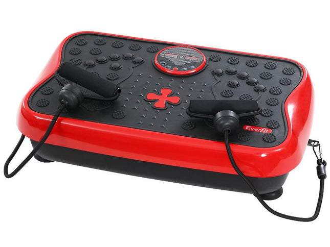 Everfit Vibration Machine Platform Vibrator with Resistance Rope Home Gym Red
