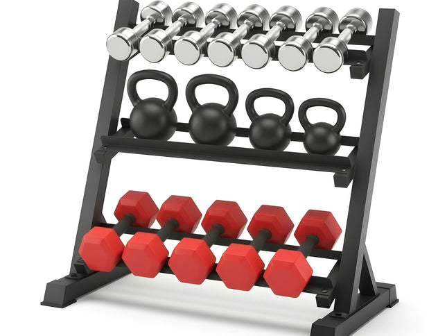 Everfit Dumbbell Rack 3-Tier Heavy Duty Weight Storage for Home Gym 300kg Capacity Black