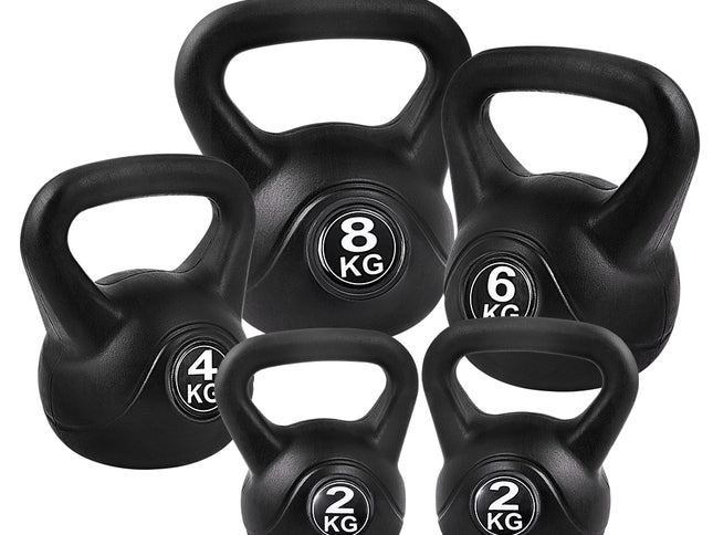 Everfit 22kg Kettlebell Set Weight Lifting Kettlebells Bench Dumbbells Gym Home