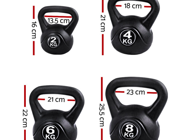 Everfit 22kg Kettlebell Set Weight Lifting Kettlebells Bench Dumbbells Gym Home