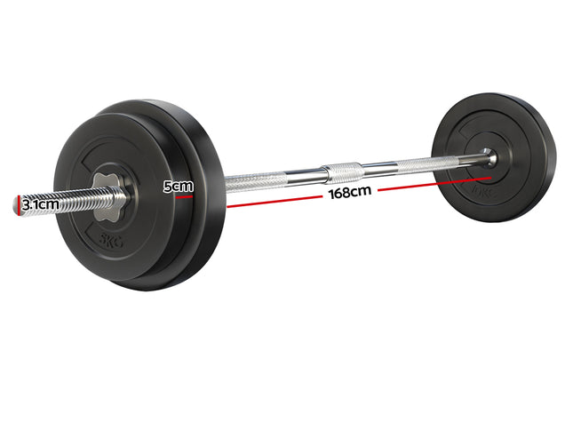 Everfit 38kg Barbell Set Weight Plates Bar Lifting Bench 168cm