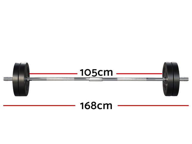 Everfit 48kg Barbell Set Weight Plates Bar Lifting Bench 168cm
