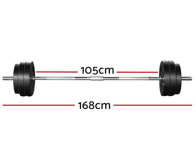 Everfit 58kg Barbell Set Weight Plates Bar Lifting Bench 168cm