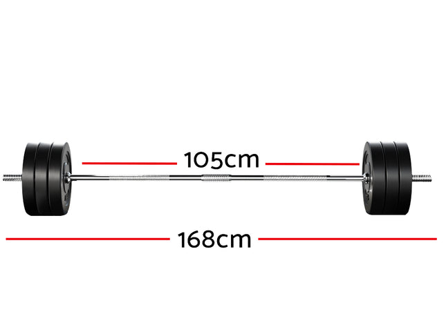 Everfit 68kg Barbell Set Weight Plates Bar Lifting Bench 168cm