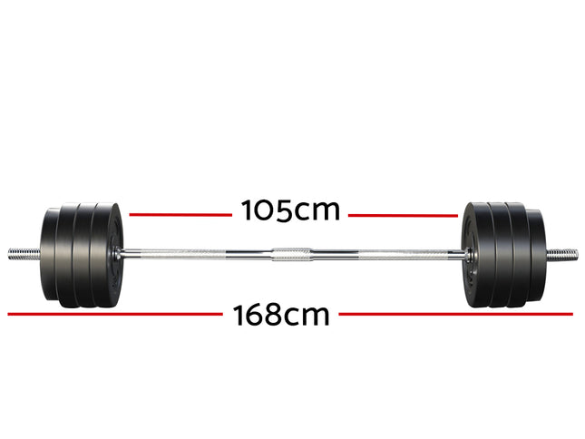 Everfit 78kg Barbell Set Weight Plates Bar Lifting Bench 168cm