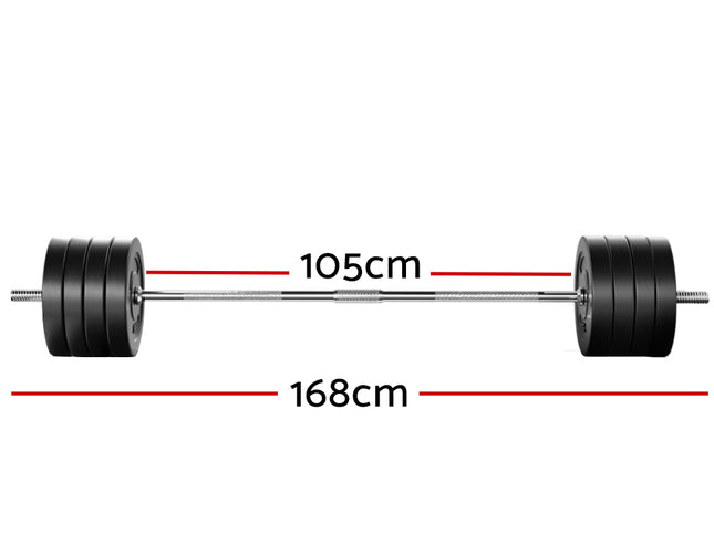 Everfit 88kg Barbell Set Weight Plates Bar Lifting Bench 168cm