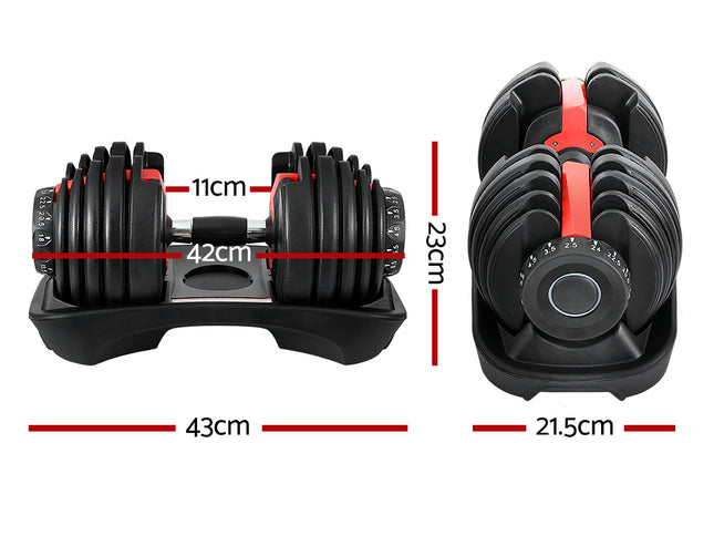 Everfit 24kg Dumbbells Adjustable Dumbbell Weight Plates Home Gym