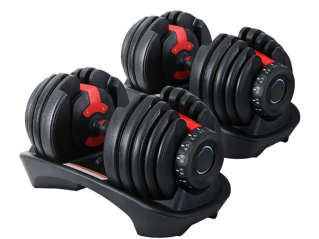 Everfit 24kg Dumbbells Adjustable Dumbbell Weight Plates Home Gym 2pcs