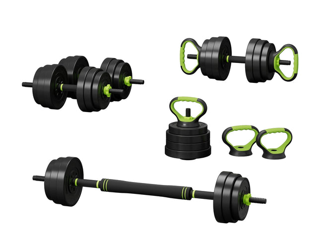 Everfit 25kg Adjustable Dumbbells Set Kettle Bell Weight Plates Barbells Gym