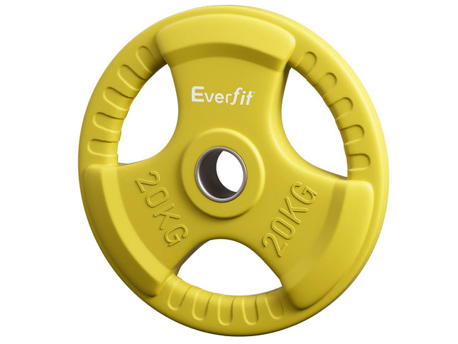 Everfit Weight Plates Olympic 20kg Dumbbell Barbell Plate Weight Lifting Home Gym Yellow