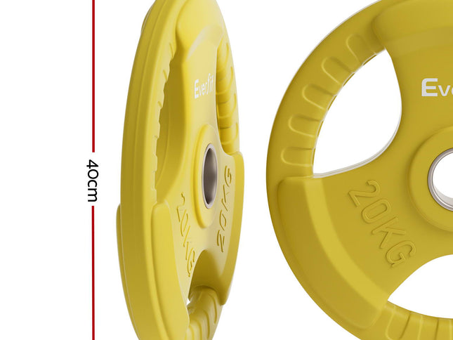 Everfit Weight Plates Olympic 20kg Dumbbell Barbell Plate Weight Lifting Home Gym Yellow