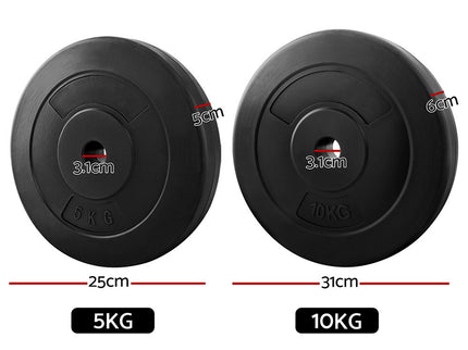 Everfit 70kg Barbell Weight Plates Standard Home Gym Press Fitness Exercise